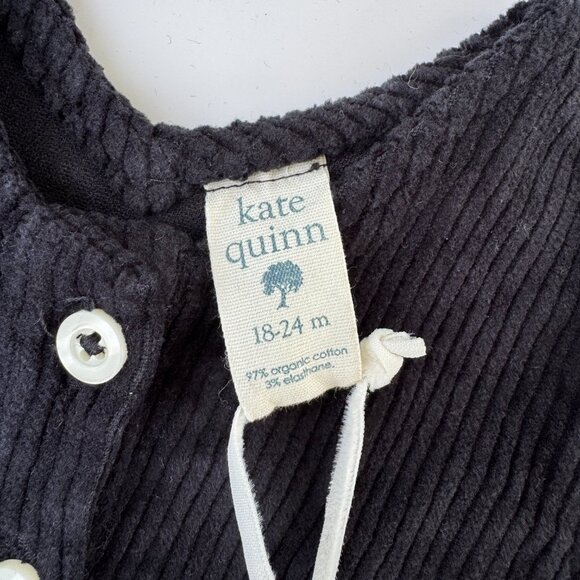 Kate Quinn Corduroy Ruffle Bubble Romper | Button Front & Snaps | Blac | 18–24M - Picture 3 of 7